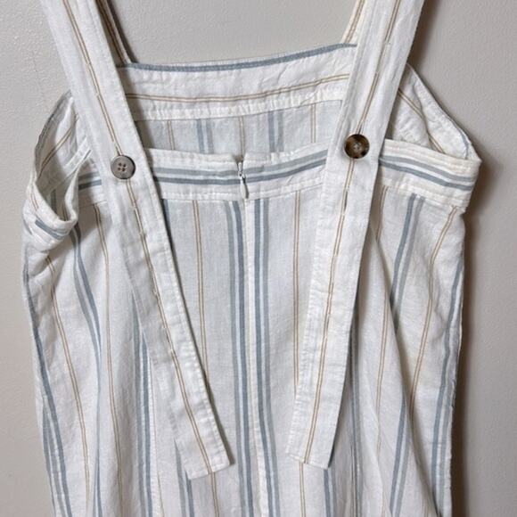 NWT Madewell Linen Cotton Princess-Seamed Midi Dress in Desert Dune Stripe - Picture 10 of 15